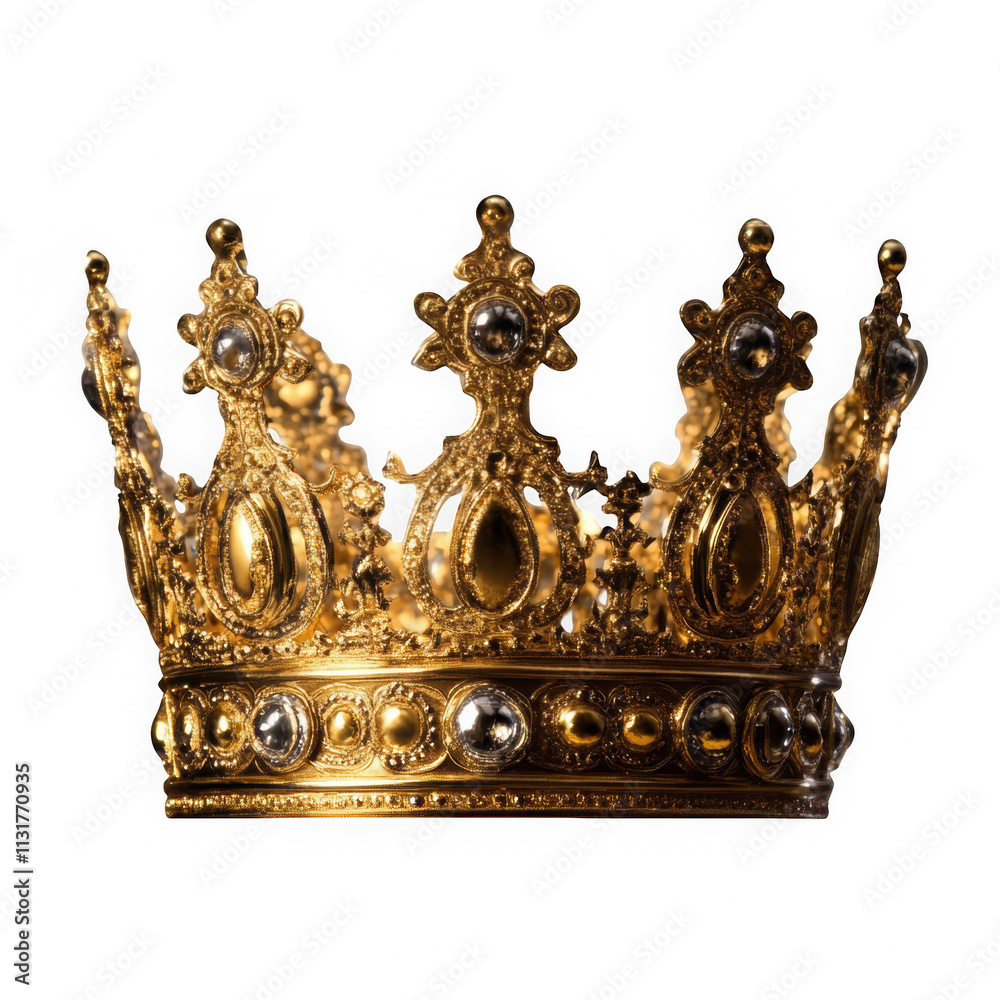Obraz premium Elegant Gold Crown on Transparent Background