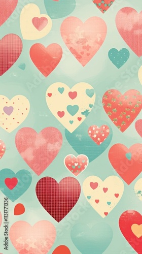 Heart vintage wallpaper backgrounds repetition pattern. photo