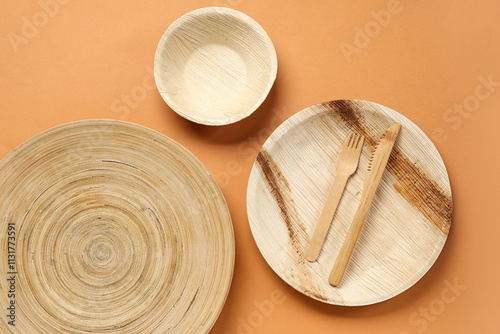 Wooden plates, bowl and cut...