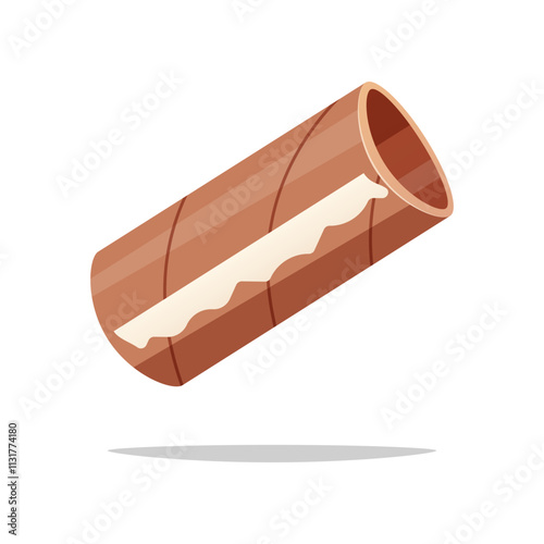 Empty toilet paper roll vector isolated on white background.
