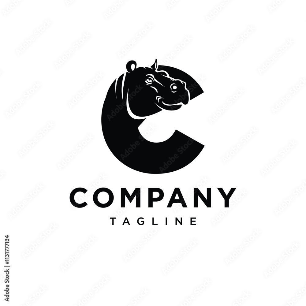 Obraz premium Letter C Hippo Logo Icon Vector