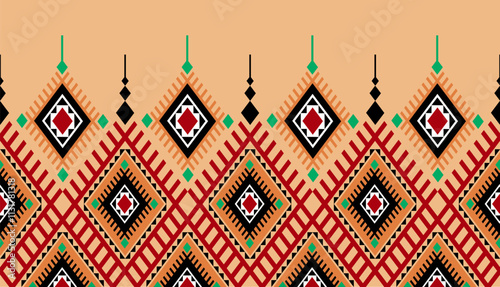 Geometric ethnic oriental seamless pattern traditional Design for background,carpet,wallpaper.clothing,wrapping,Batik fabric,Vector illustration.embroidery style - Sadu, sadou, sadow or sado