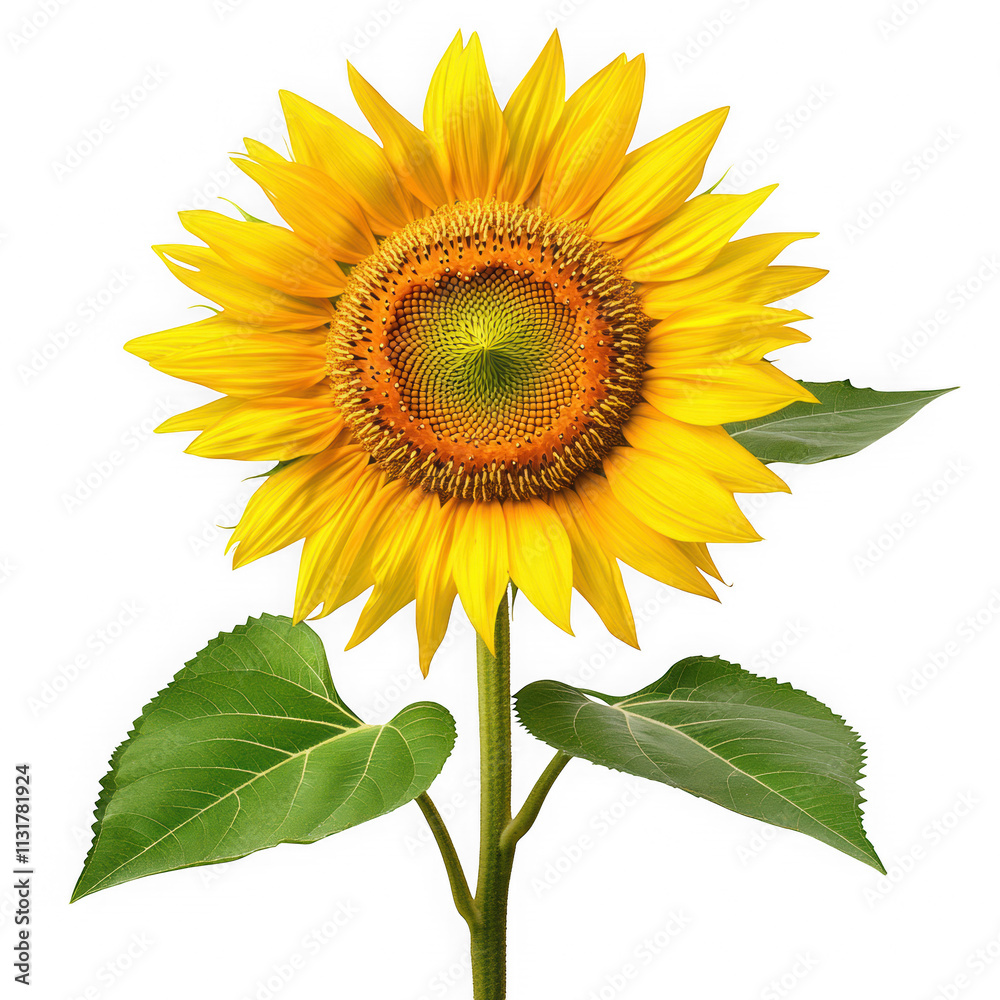 Fototapeta premium Isolated Beautiful Sunflower on White Background