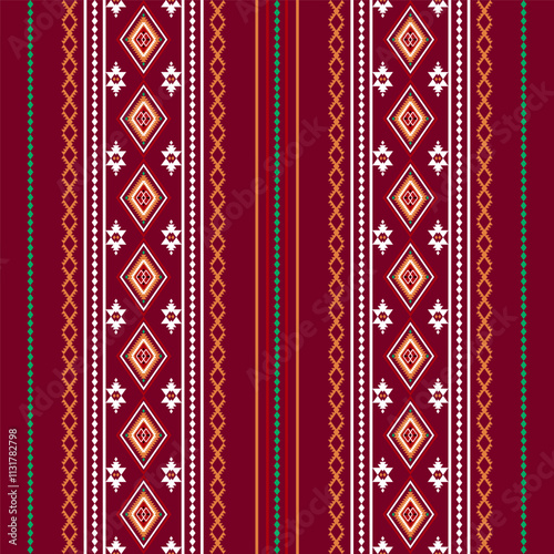 Geometric ethnic oriental seamless pattern traditional Design for background,carpet,wallpaper.clothing,wrapping,Batik fabric,Vector illustration.embroidery style - Sadu, sadou, sadow or sado