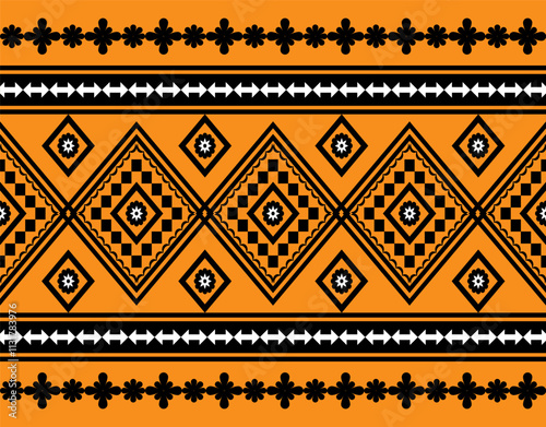 Geometric ethnic oriental seamless pattern traditional Design for background,carpet,wallpaper.clothing,wrapping,Batik fabric,Vector illustration.embroidery style - Sadu, sadou, sadow or sado