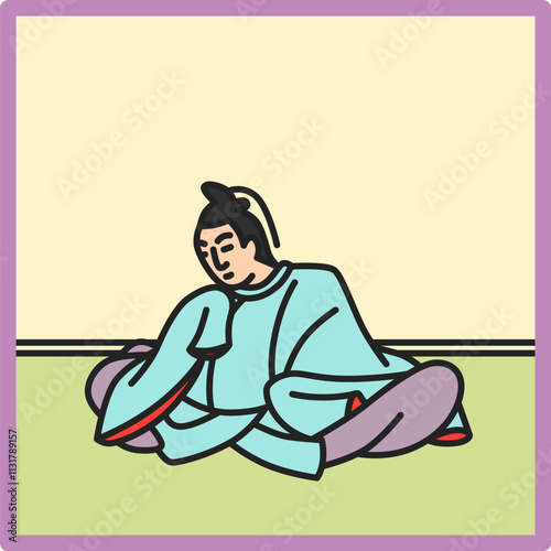 カラー正方形シンプル百人一首　藤原敏行朝臣