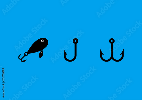 vector background colorful fish hook, hook drawing