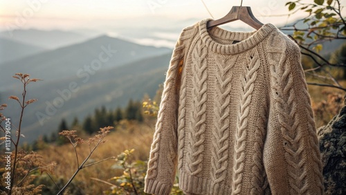 A cozy knit sweater made from a mixture of labcreated yarns that retain warmth while being lightweight and soft. photo