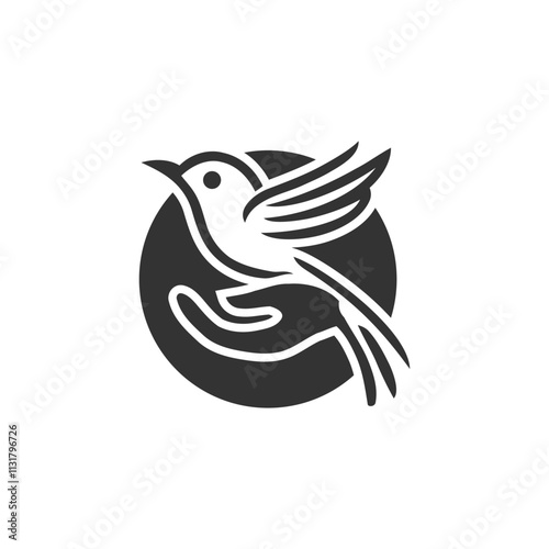 Simple Logo Bird monochrome isolated on white background photo