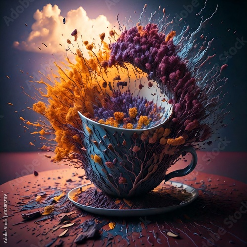 surrealism exploding cup 