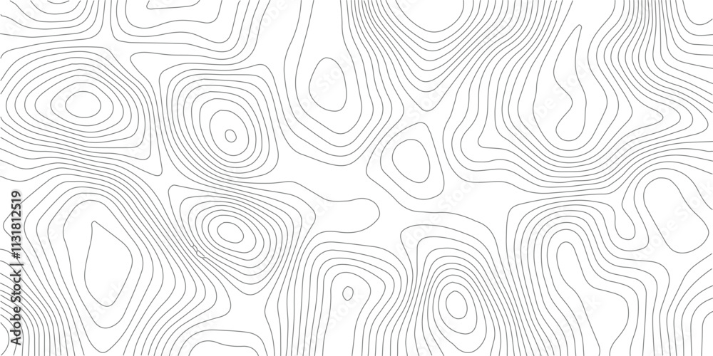 Fototapeta premium Abstract lines background. Contour maps. Topo contour map on white background. Abstract background with waves Geographic mountain relief.