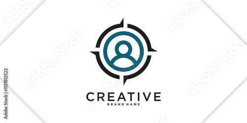 Creative compass people logo design, icon navigation