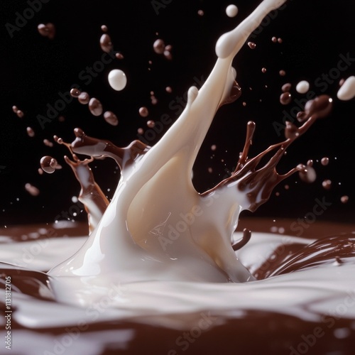 Milk Splashing into Chocolate