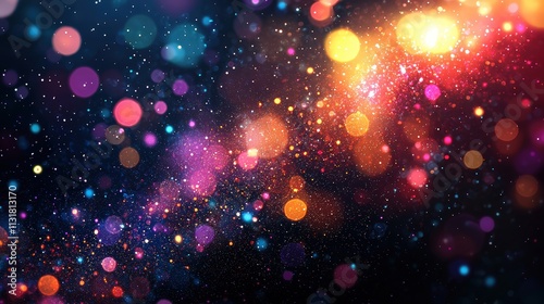 Vibrant abstract bokeh lights in dark background