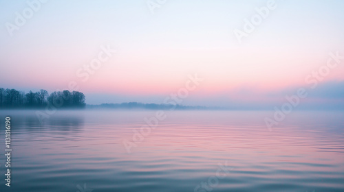 The moment when dawn breaks, painting the sky in soft pinks and blues, a new beginning captured in a watercolor haze.