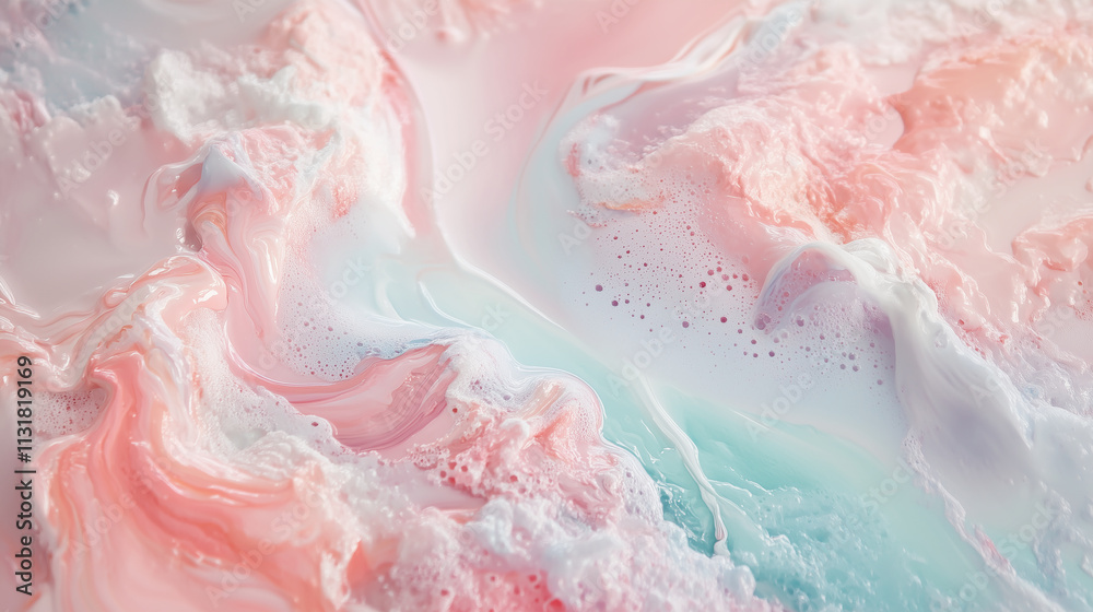 Fototapeta premium A soft dance of watercolor where pink and blue hues gently blend, creating a backdrop that whispers tranquility.