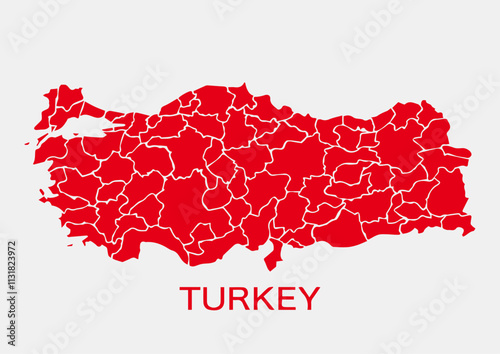 vector colorful Türkiye map, Türkiye map design with borders and regions separated