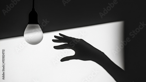 Lightbulb Shadow Hand Reaching Upward photo