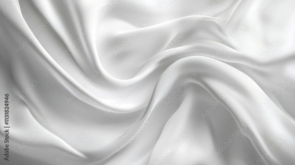 Fototapeta premium Elegant Draped White Silk Fabric Texture