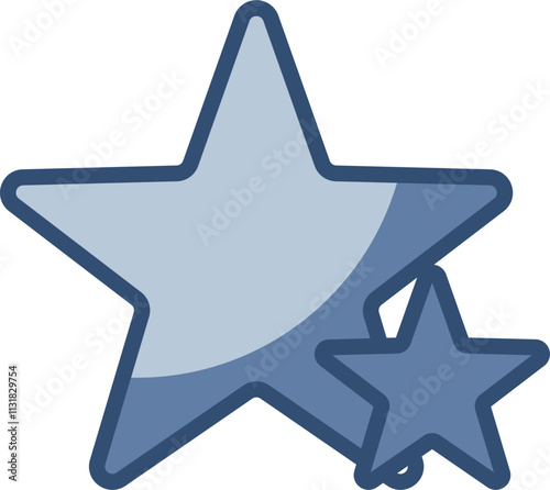 double star icon, transparent background. replaceable blue color design