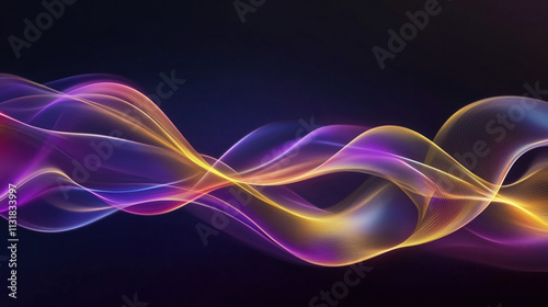 Abstract 3D Flowing Liquid-Like Wave Textures in Violet, Indigo, and Gold Gradient