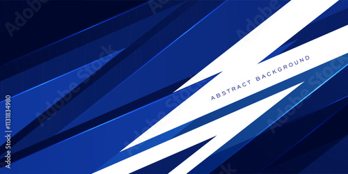 Abstract blue 3D sport background. Overlap triangle shapes pattern. Eps10 vector