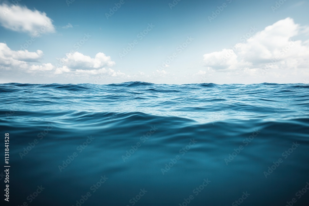 Fototapeta premium Calm ocean waves under a clear blue sky.