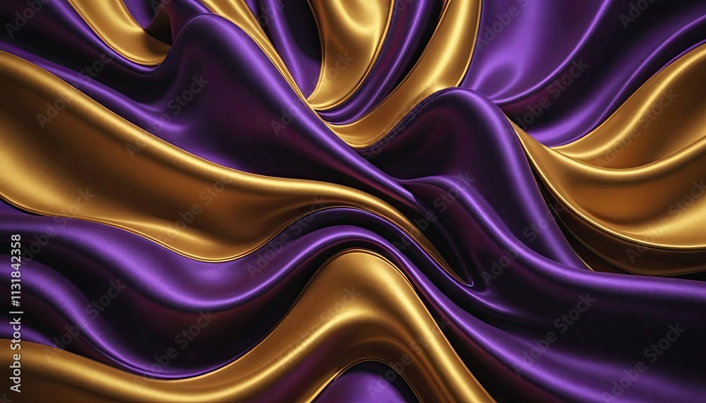 Fototapeta premium Opulent Drapery: A Symphony of Purple and Gold