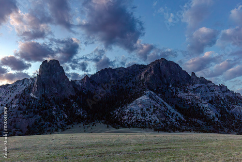 Dusk in the Rocky Mountains of Wyoming, USA.