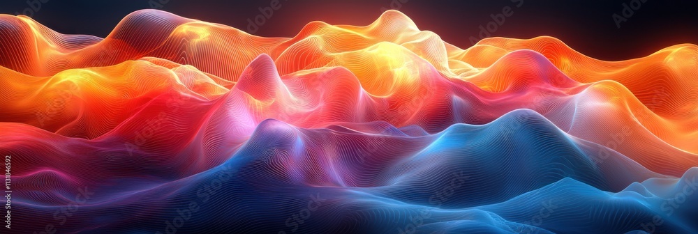 Obraz premium Abstract Colorful 3D Render Dynamic Waves Energy Flowing Lines Vibrant Hues Digital Art Background