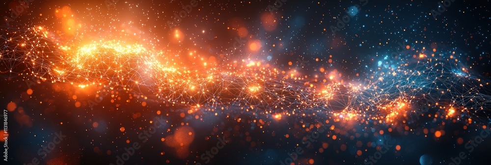 Fototapeta premium Abstract Network Connection Glowing Nodes Digital Technology Background