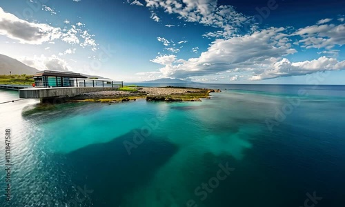 Stunning Coastal Vista: Turquoise Waters and Rocky Shoreline