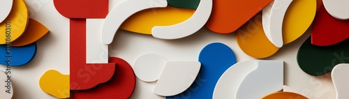 Colorful retro shapes art installation modern gallery vivid design