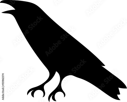 Bird Raven Crow Black Silhouette for Icon.