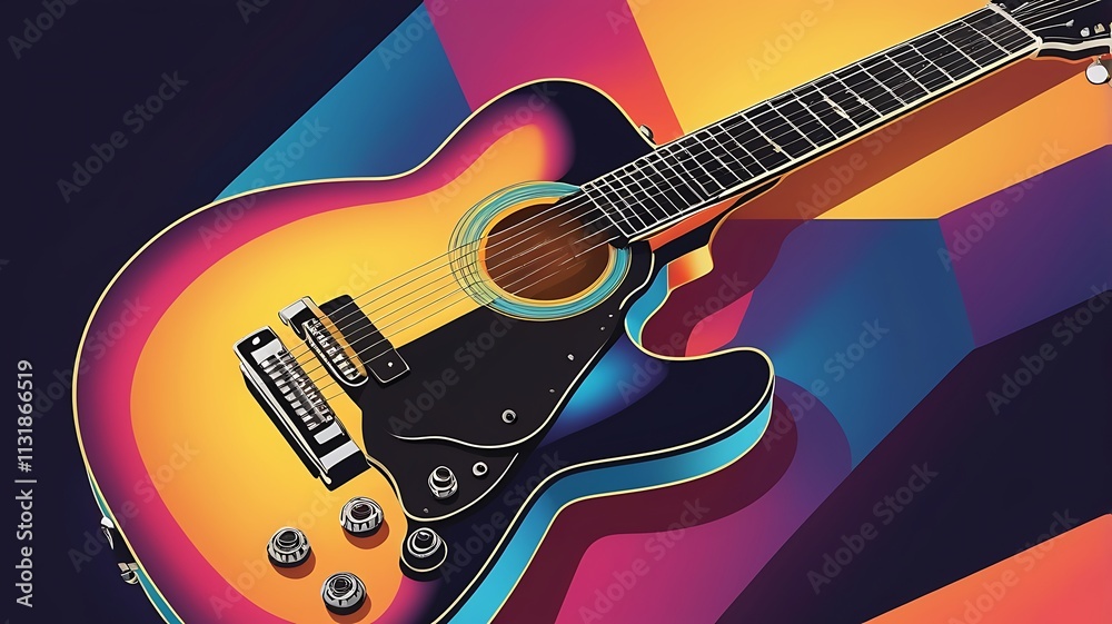 Fototapeta premium Vibrant Abstract Guitar with Colorful Background