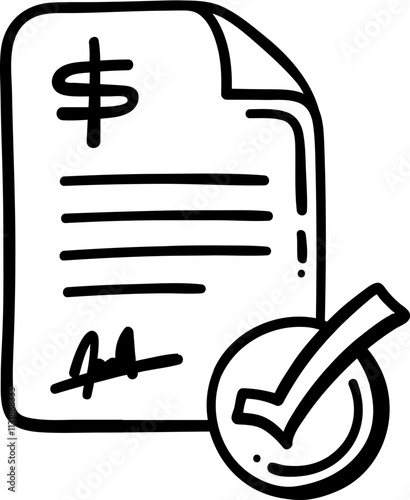 Hand Drawn Loan Accepted Document Icon