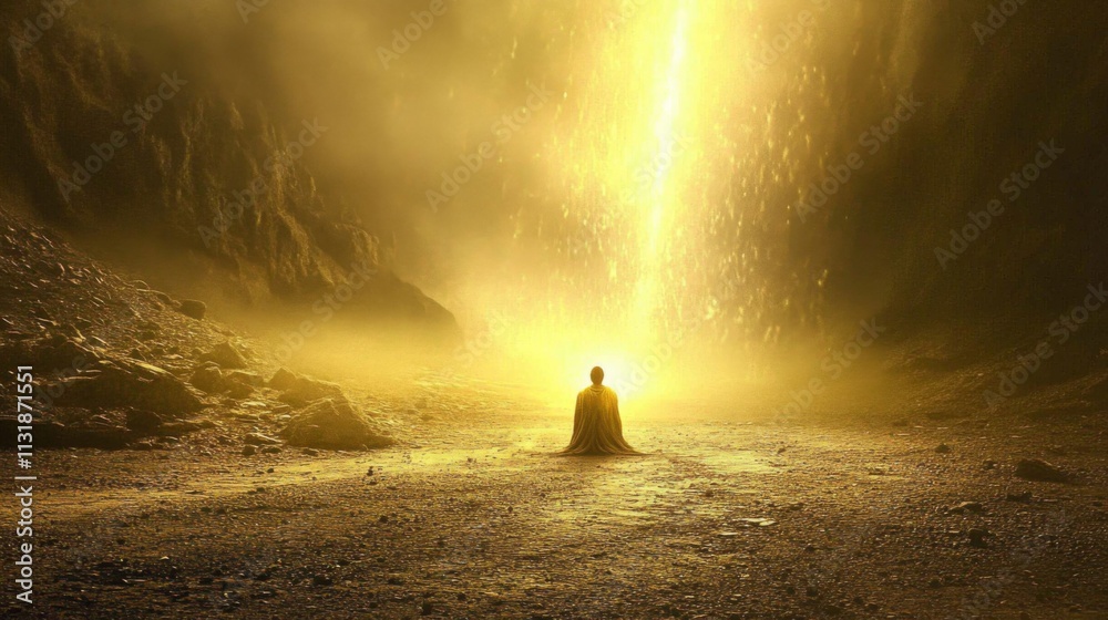 Paul’s conversion depicted through a heavenly light on the road to Damascus.