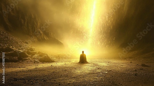 Obraz na płótnie Paul’s conversion depicted through a heavenly light on the road to Damascus. w salonie
