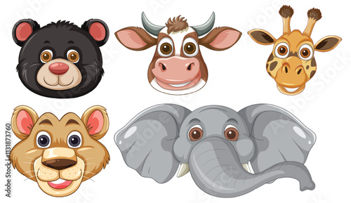 Cute Animal Faces Illustration