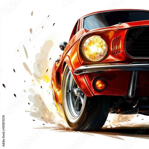 Classic Muscle Car in Motion - Speed and Power