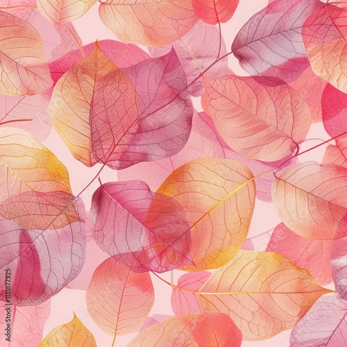 Pink and Golden Fall Leaves Pattern for Wallpaper Ultra.
