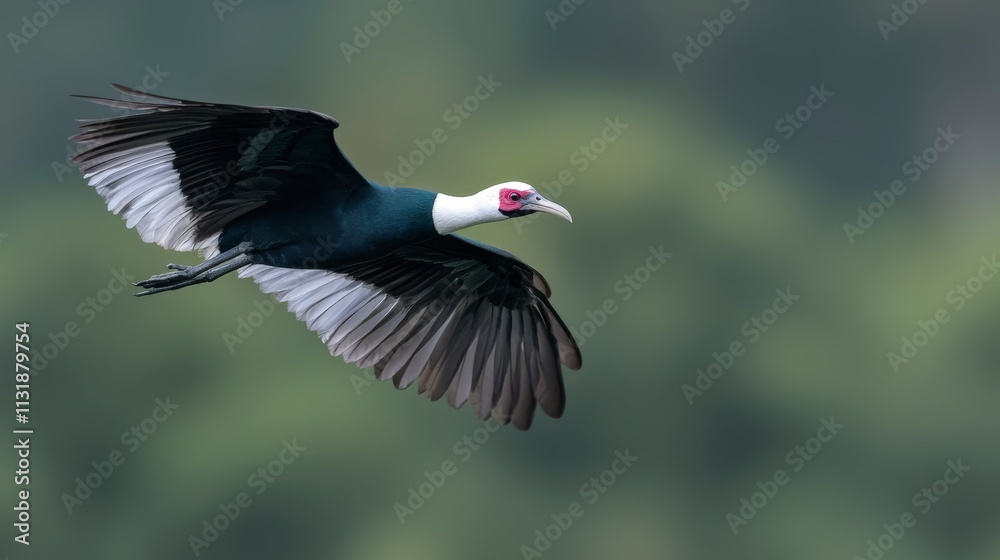 Fototapeta premium Grey headed Swamphen in Flight over Wetlands Bird Wildlife Photography