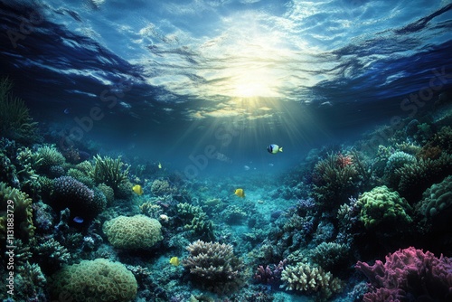 Wallpaper Mural Underwater scene with vibrant coral and sunlight rays. Torontodigital.ca