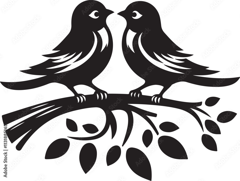 Obraz premium couple bird vector silhouette