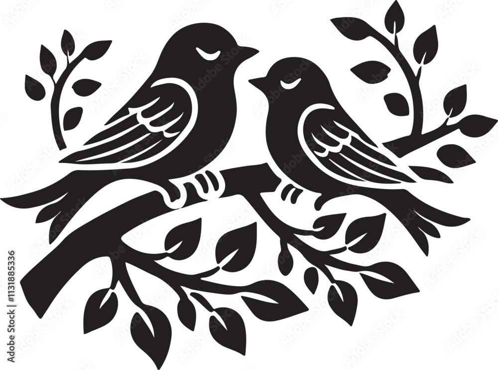 Obraz premium couple bird vector silhouette