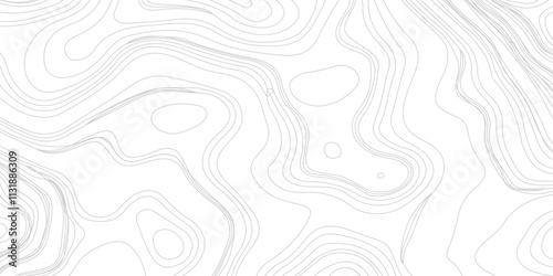 Abstract Topographic Contour Line Pattern in Black and White, Topographic map background geographic line map with elevation assignments. 