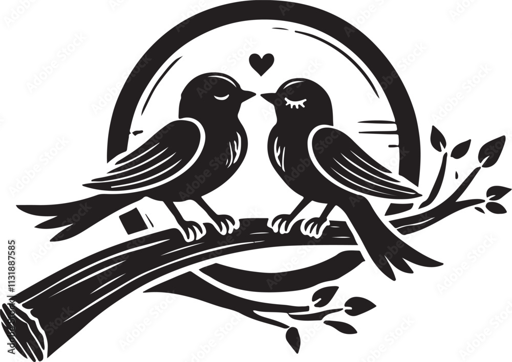 Fototapeta premium couple bird vector silhouette