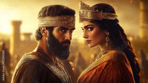 Obraz na płótnie Solomon and the Queen of Sheba: A Biblical Encounter w salonie