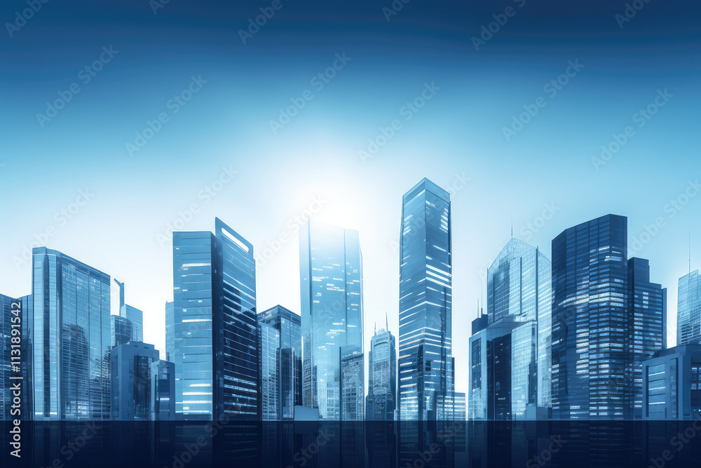 Fototapeta premium Sunrise Over Sleek Urban Architecture