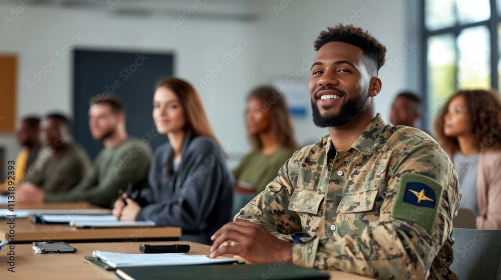 Fototapeta premium Veterans engaging in business management education